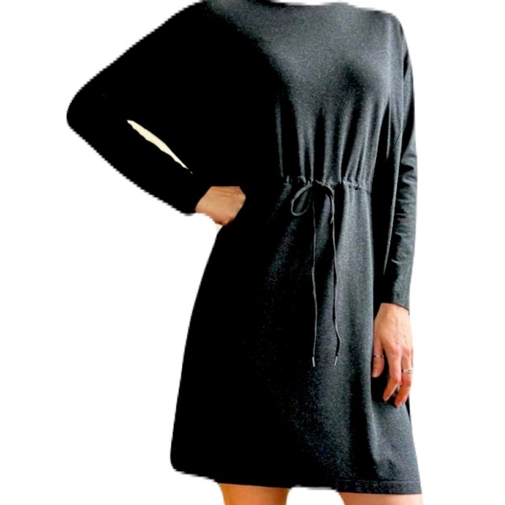 COS Long Sleeve Drawstring Waist Dark Gray Round Neck Oversized Size S